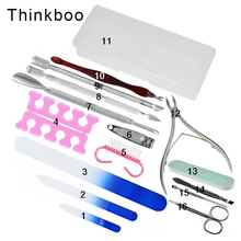 Высококачественный Универсальный маникюрный набор для домашнего офиса из нержавеющей стали, 15 шт./компл., набор для очистки ногтей, набор для ухода за ногтями, Наборы инструментов для ухода