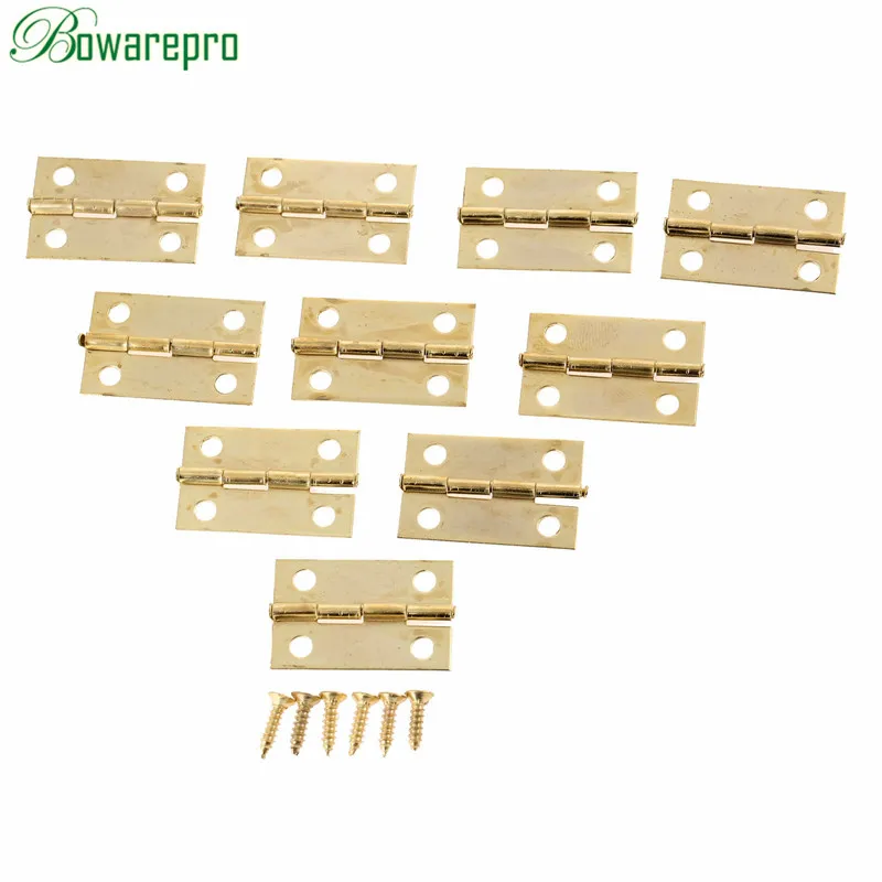 Beste Bowarepro 10 stks 24*16mm Scharnier Vierkante Antieke Deur Scharnieren Voor Houten Kast Lade Sieraden Doos Meubels Scharnier hardware Brons