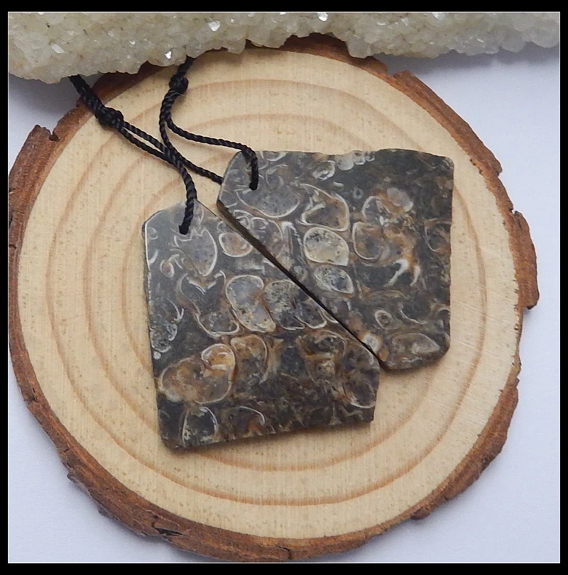 

Natural Stone Ammonite Earring Beads 36x25x3mm 10.4 Fashion Jewelry Women Earrings Accessories