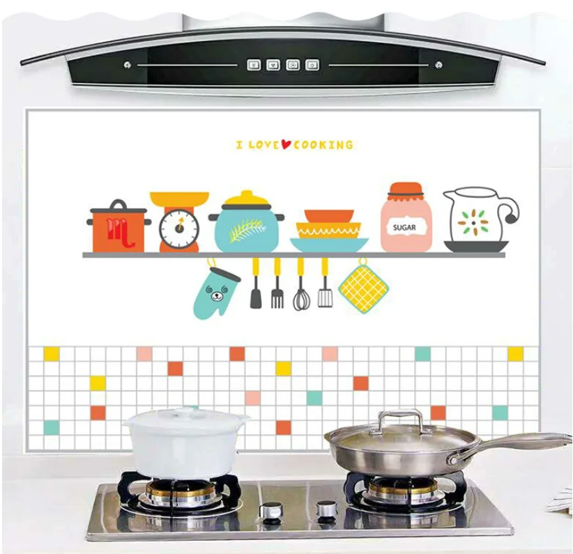 

Cute Cartoon Kitchen Wall Stickers Bonsai Potted Flower Plants Animal Kitchen Window Wallpaper 60*90CM Home Decor