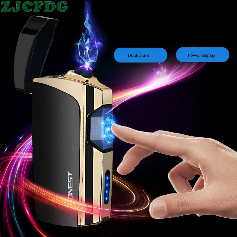 

2019 New Electric Lighter with LED Power Display USB Charging Cigarette Lighter Windproof Arc Plasma Lighter Men's Gadgets