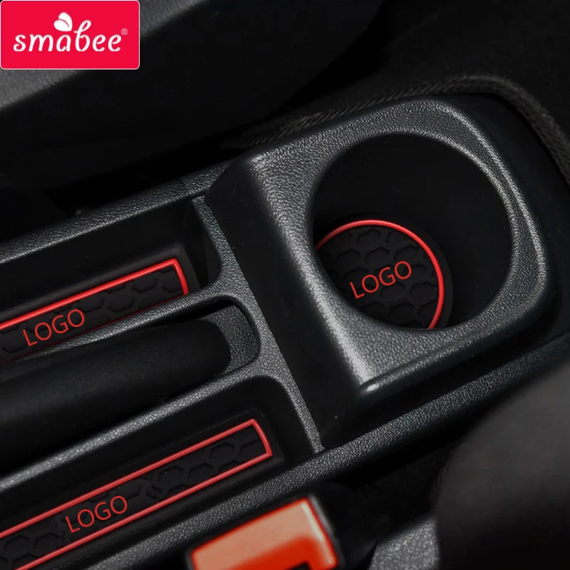 Color : Blue 2011 2015 GTI OLDJTK Gomma Tappetino Antiscivolo Interni Cup Pad for Una for Volkswagen V W Polo R GTI Sportello dauto Groove Mat