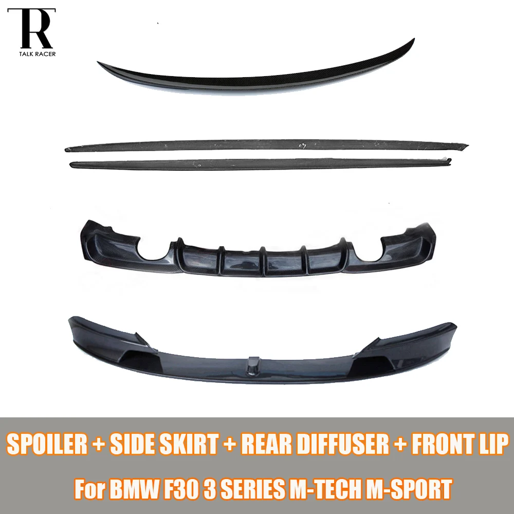 F30 Bodykit 카본 파이버 사이드 스커트 & 리어 디퓨저 & 리어 트렁크 스포일러 & BMW for F30 3 Series M-tech M-sport 12-16 용 프론트 립