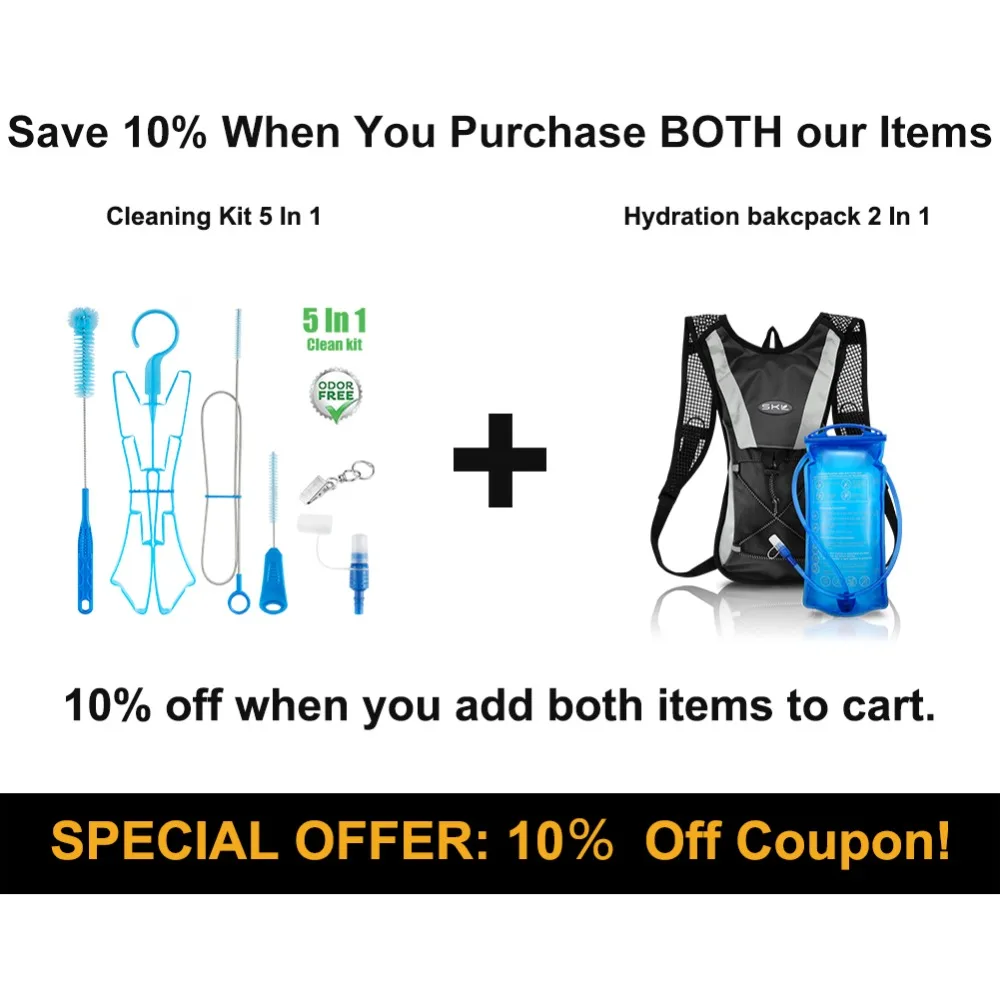 SKL 5 in 1 Flexible Hydration Bladder Cleaning Kit for Universal Water Reservoir with 3 Brushes and a Hanging Frame for Drying