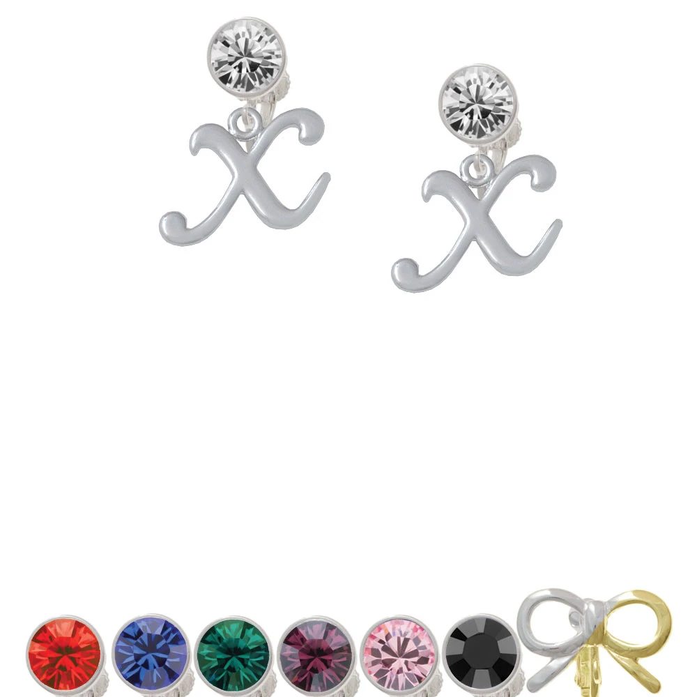 Small Gelato Script Initial - X - Crystal Clip On Earrings