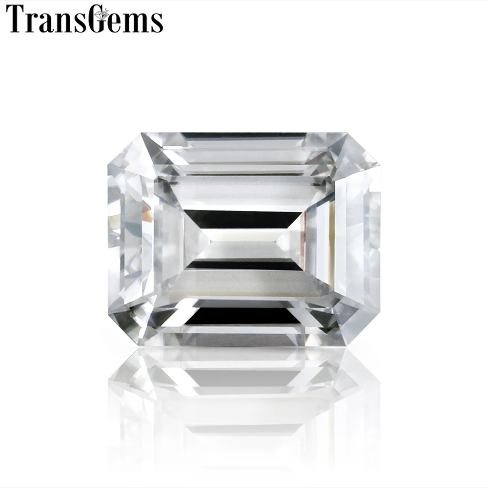 

TransGems Emerald Cut Moissanite FG Color VVS Size 6X8MM 7X9MM 8X10MM Moissanite Loose Stone for Jewelry Making
