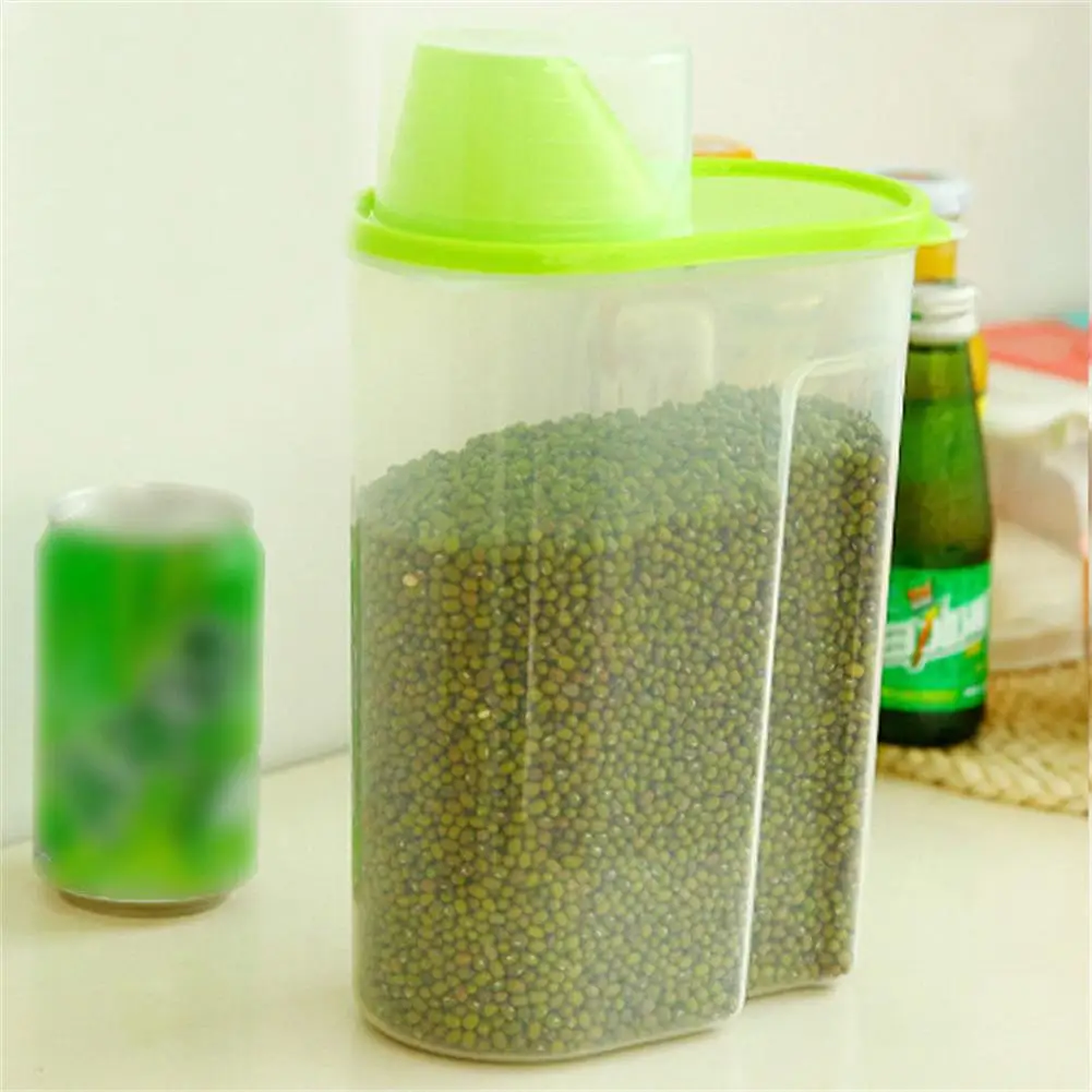 2.5L PP коробка для хранения еды прозрачный набор пластиковых контейнеров с крышками для заливки кухонных бутылок для хранения сухих зерен баночки - Цвет: green