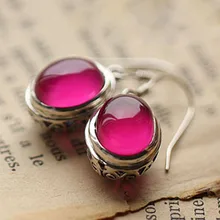 Edelweiss 925 тайское серебро красный корунд серьги с вырезом женский подарок