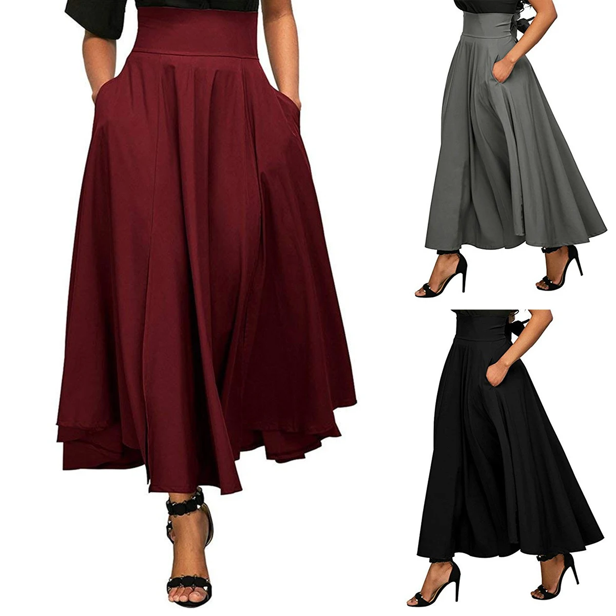 Women Skirts Fashion 2019 High Waist Big Pendulum Skirts Women Spring Summer Midi Skirts Womens Pleated A-line Ladies Skirts Women Skirts Fashion 2019 High Waist Big Pendulum Skirts Women Spring Summer Midi Skirts Womens Pleated A-line Ladies Skirts