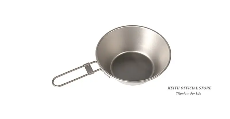 Tigela com Alça Ultraleve de Titânio Panelas de Fundo Keith Dobrável Acampamento Tigelas Talheres 300 ml Apenas 50g Ti5320 9 Cheap Louça para ar livre
