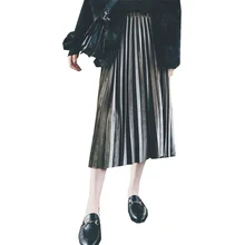 Новинка года Корейская версия Для женщин Юбки для женщин осень-зима женский Высокая талия плиссированные Длина юбка моды джокер леди плинтус wz004