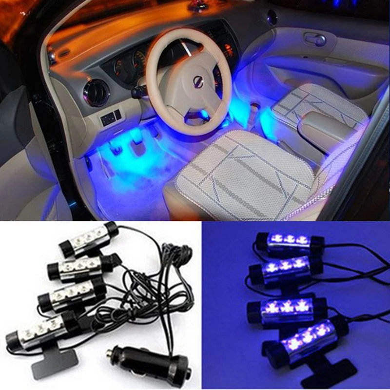 Buy High Quality 12V 4x 3LED blue Car Atmosphere