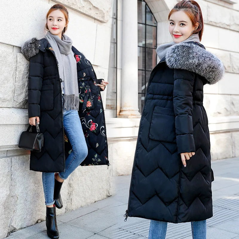 Goede Bontkraag Omkeerbare Hooded Winter Down Jas Jas Lange Dikke Warme Vrouwen Casaco Feminino Abrigos Mujer Invierno Gewatteerd Parka