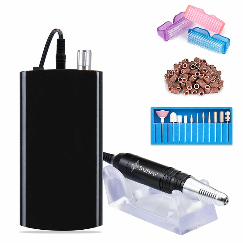 Baratos Máquina perforadora de uñas recargable de 30000RPM máquina eléctrica portátil de lima de uñas máquina de pedicura de manicura con 11 brocas, bandas de lijado