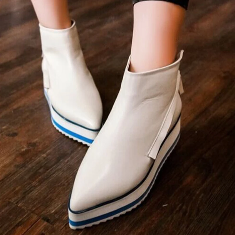 

Fashion leather pointed Martin boots thick bottom non-slip plush lining warm and comfortable botas feminina NB221