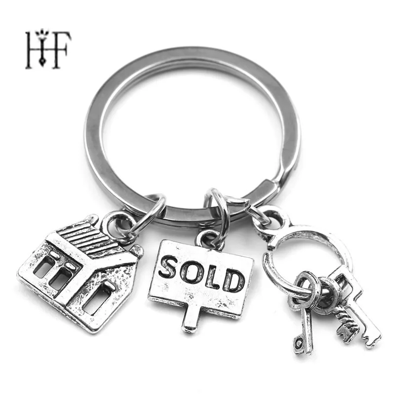 

Personalized House Keychain Estate Agent Keys Key Chains House Keys Sold Charms Realtor Jewelry Keyring Backpack Accessories