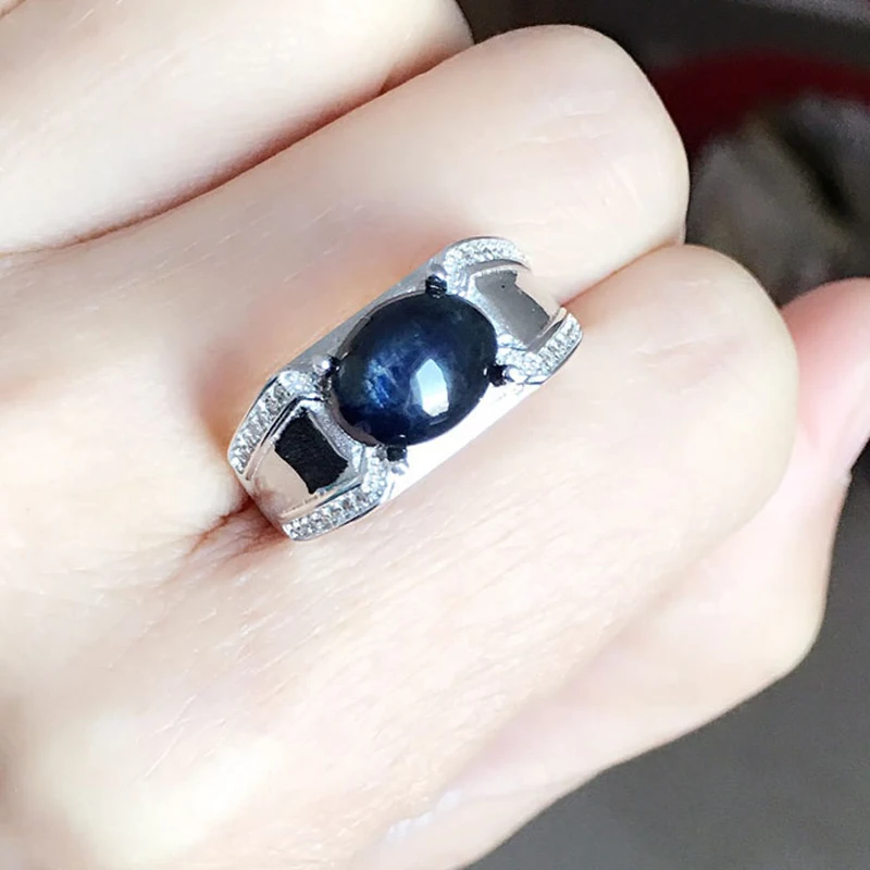 men sapphire ring natural sapphire big sapphire ring silver