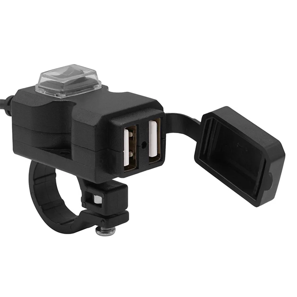 

Universal Waterproof 12V-24V Motorcycle Motorbike Handlebar Dual USB Socket Splitter Charger Power Adapter for Mobile Phone