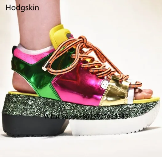 

Wholesale lace up High Quality Fashion New style comfortable shoe Ankle Strap Platform Wedge Heel Sandals Shoes for Women