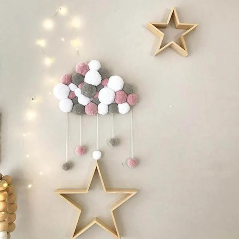 

High Quality Fluff Cloud Raindrop Hanging Ornament Kids Room Decoration Cloud Hanging Decor VE