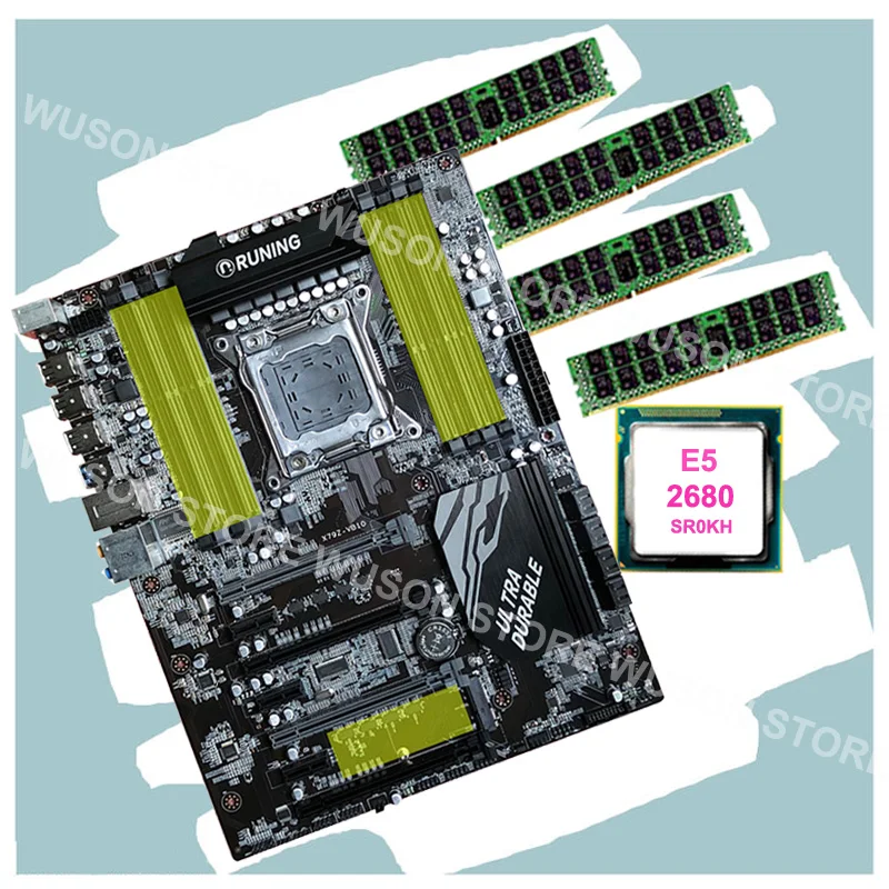 

On sale brand new Runing Super ATX X79 motherboard with CPU Intel Xeon E5 2680 C2 SR0KH 2.7GHz RAM 4*16G 1600MHz DDR3 REG ECC