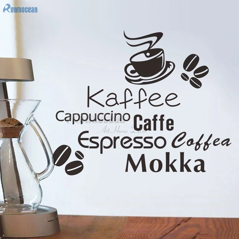 ROWNOCEAN Kaffee Coffee beans Home Decoration Kitchen Tile Wall Stickers Art English Quotes Cafe Vinyl Removable Mural D583 ROWNOCEAN Kaffee Coffee beans Home Decoration Kitchen Tile Wall Stickers Art English Quotes Cafe Vinyl Removable Mural D583