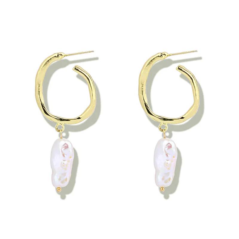 Retro Alloy Dangle Earrings Natural Pearl Pendant For Women Gold Color 2019 Jewelry Bijoux | Украшения и аксессуары
