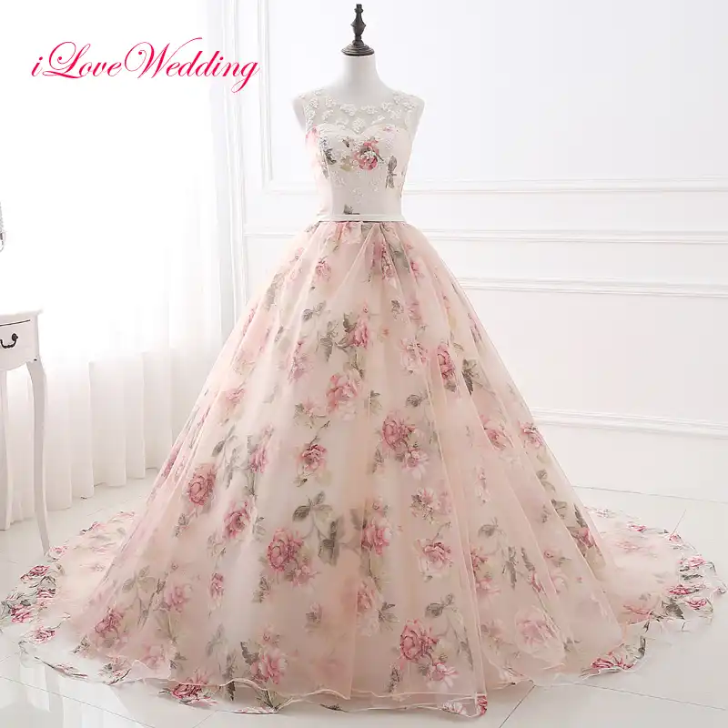 printed evening gown