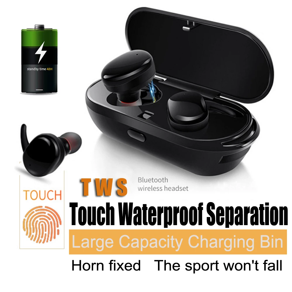 

TWS Bluetooth Earphone Touch two wireless Headset IPX5 waterproof True Touch Headset with power bank for phones PC Twins Earbuds