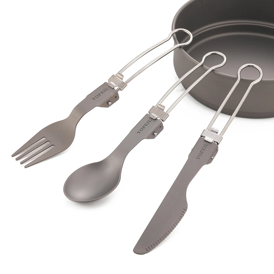 

Camping Titanium Fork Spoon Pure Titanium Folding Spoon Outdoor Camping Tableware Tourist Tableware Cooking Set Outdoor Cooking