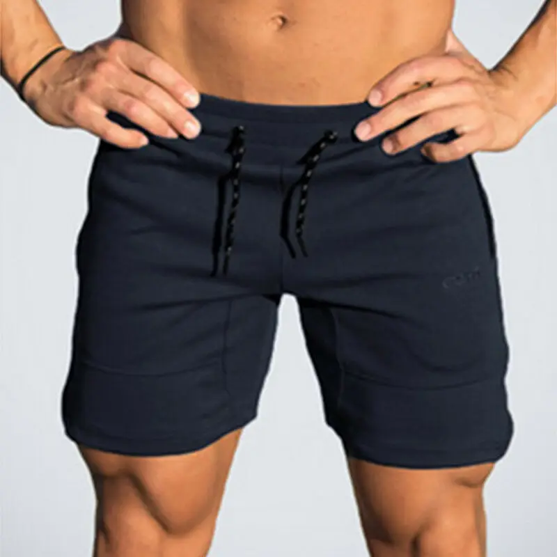 Стиль Модные Популярные однотонные мужские летние спортивные тренировочные шорты для бодибилдинга Шорты Для Фитнеса Йоги - Цвет: Синий