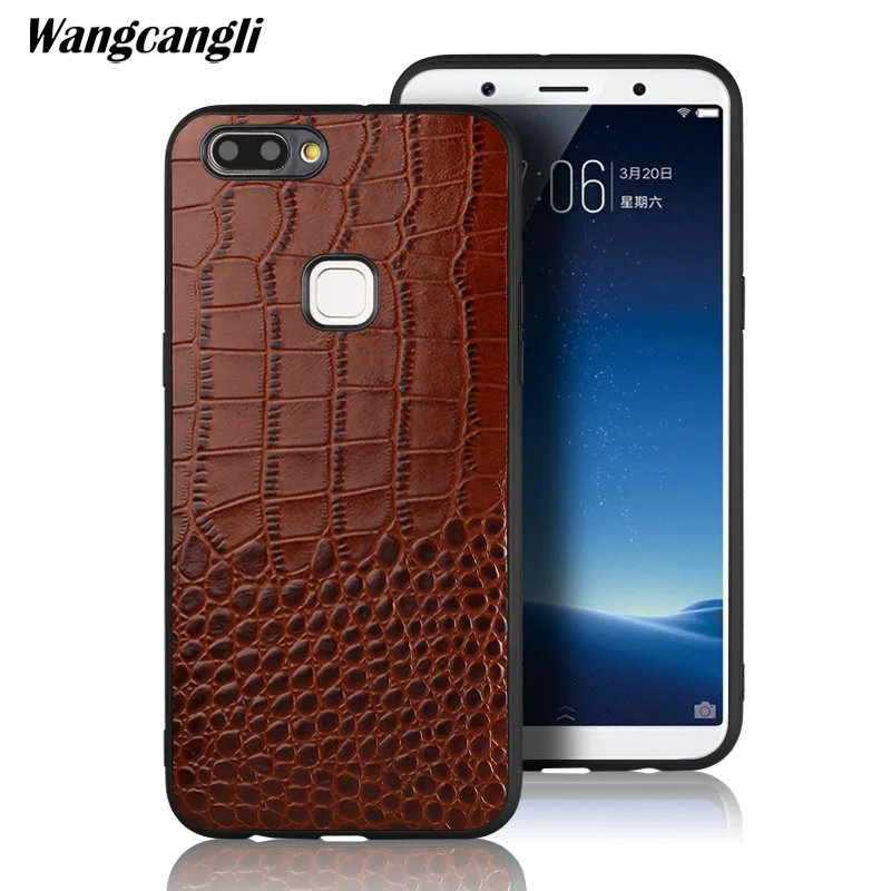 

High-end leather business custom crocodile top and bottom mobile phone full case for vivo x20 case exclusive custom phone case