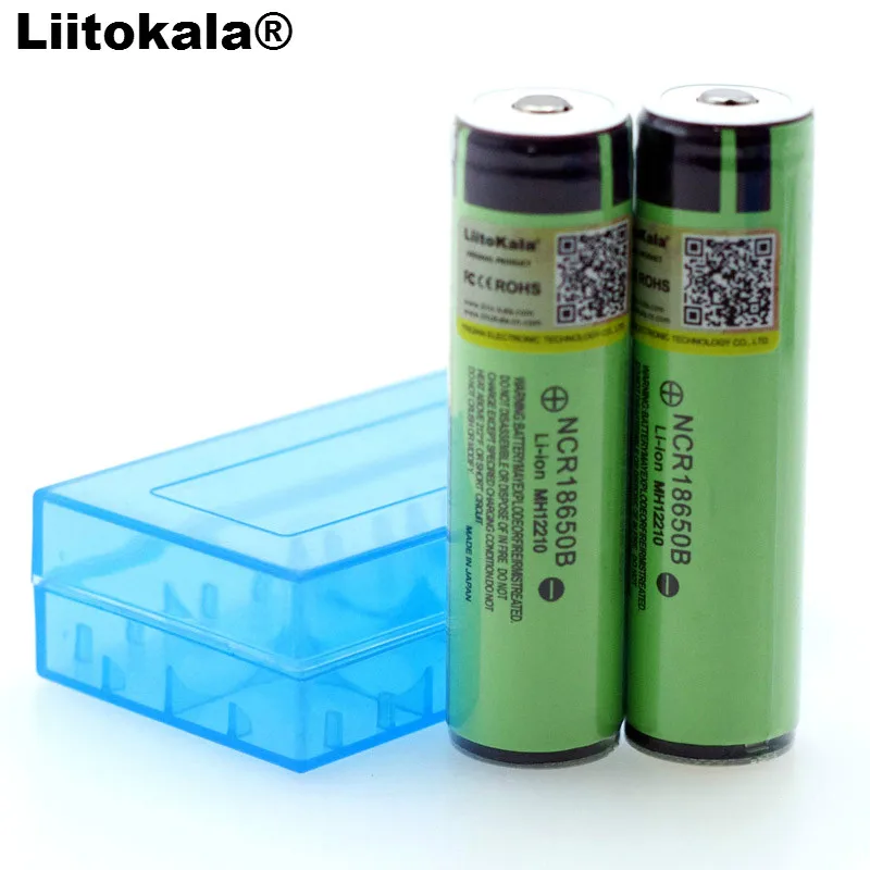 2 шт Liitokala защищенный 18650 NCR18650B 3400mAh перезаряжаемый литий-ионный аккумулятор с PCB 3,7 V для фонарика+ коробка для хранения