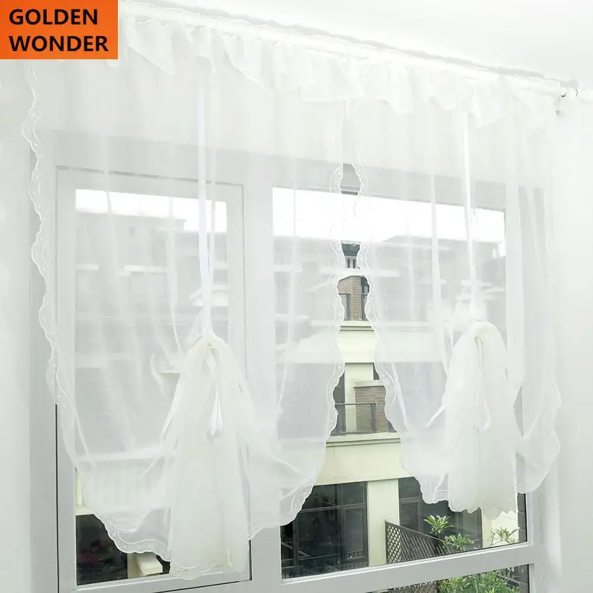 

Wrinkled Yarn Falbala Curtain Window Screen Rome Balloon Cortina Modern Curtain Kitchen Chinese Tulle Chiffon Curtain Set
