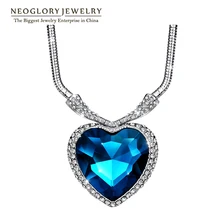 Neoglory cristal de buena calidad titanic corazón del océano collares pendientes joyería moda mujer 2017 nuevo romántico he1 él-b
