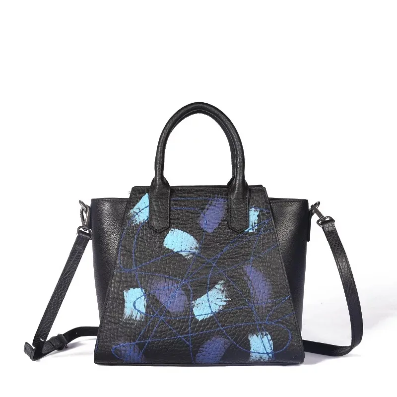 

Unique Cowhide Elegant Female Trapeze Ladies Solid Hard Bag Genuine Leather Mixing-color Designer Women's Cross Shoulder Bag