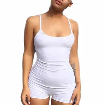 Casual Summer Bodycon Rompers Womens Jumpsuit 2019 Summer Playsuit Sexy Slim Body Skinny Rompers Shorts Spaghetti Strap Leotard