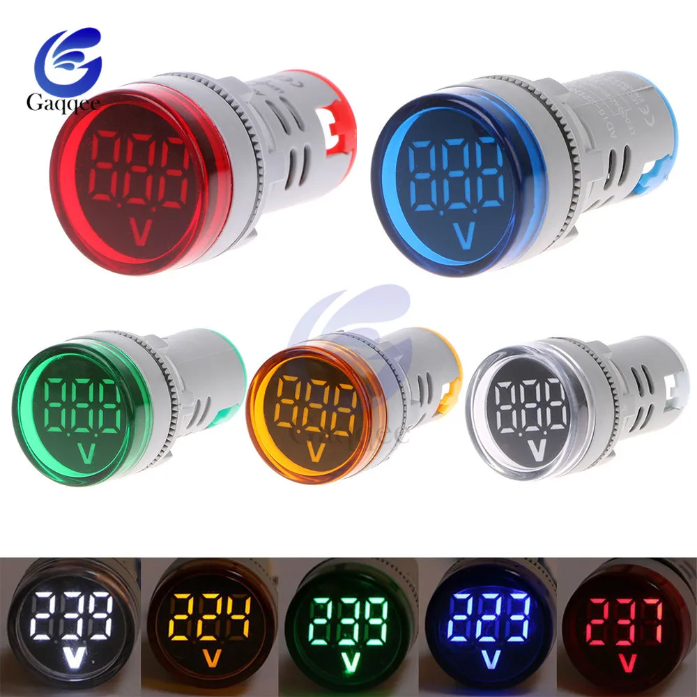 

22mm LED Digital Display Gauge Volt Voltage Meter Indicator Signal Lamp Voltmeter Lights Tester Combo Measuring Range 60-500V AC