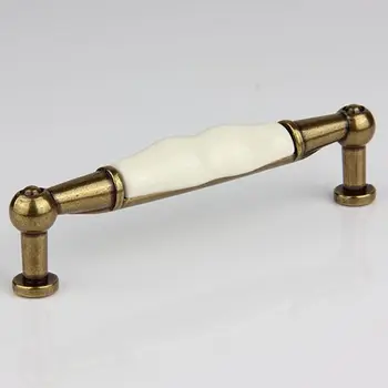 

96mm bronze Kitchen cabinet handle cream ceramic drawer pull antique brass dresser cupboard wardrobe furniture handles pulls