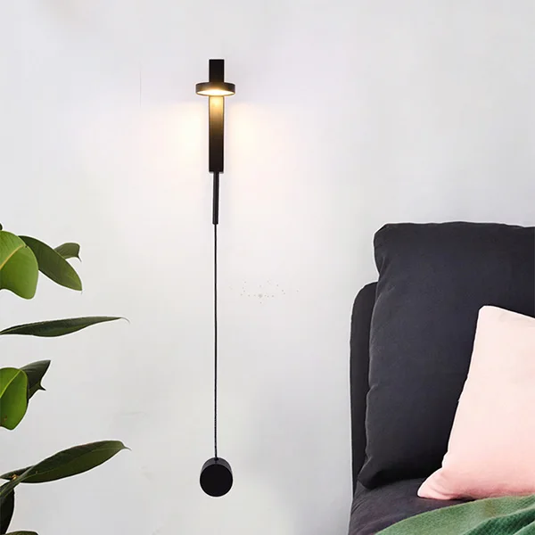 Современный настенный светильник в скандинавском стиле с регулируемой яркостью, Простой настенный светильник для гостиной, коридора, спальни, креативной личности, прикроватный настенный светильник - Цвет абажура: Черный