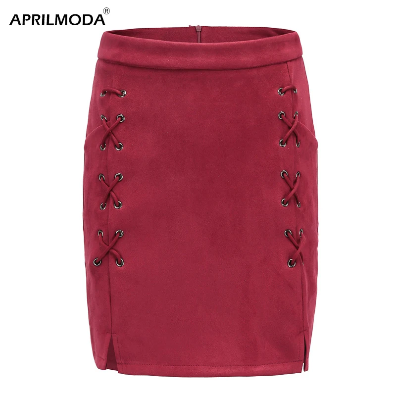 Women Skirt Suede Tight Bodycon Leather Suede Pleated Skirts Multi Color Mini Skirt Female Button Printed Basic Tube Skirts Saia