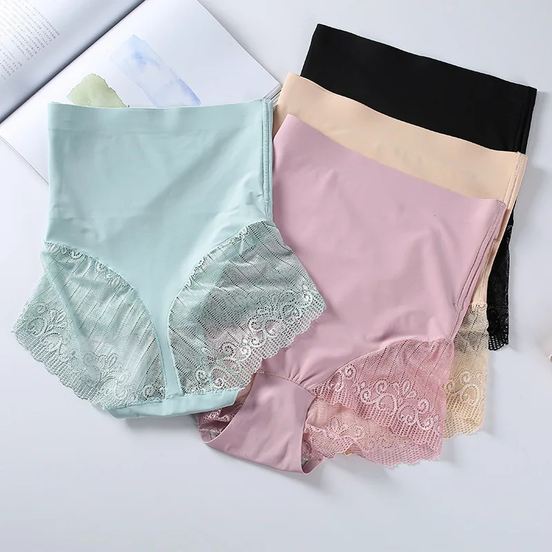 

Panties A098 Spring New Pattern High Ice Silk Waist Mark Close Internal Pants Will Lace Briefs string tanga underpants