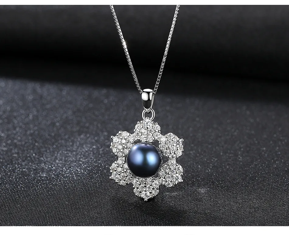

S925 sterling silver necklace pendant set with zircon natural freshwater pearl fashion hundred matching accessories GSH07