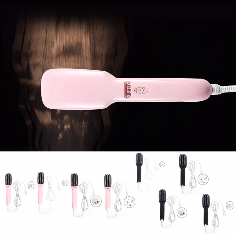 

2 in1 Anion Fast Hair Straightener Comb Smooth Brush Hair Straightening Irons Negative Ions Auto LCD Ceramic Hair Straight Brush