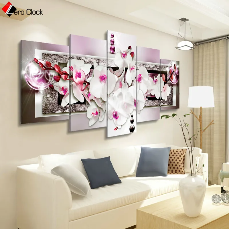 

Orchids Posters and Prints 5 Pieces Canvas Painting Flowers Modular Pictures Nursery Floral Wall Art Romantic Gift for Her