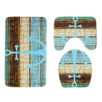 

3Pcs/set Bathroom Mat Set Water-absorbing Non-slip Bathroom Rug Toilet Bath Mats Toilet Cover Decoration Door Floor Printing New