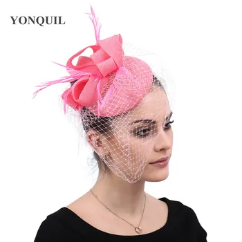 

Imitation sinamay elegant fascinator accessories ladies hair hats with feather headwear clips occasion church party headdress