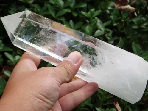 Длинный прозрачный кварцевый Природный кристалл точка полированный 1.48lb