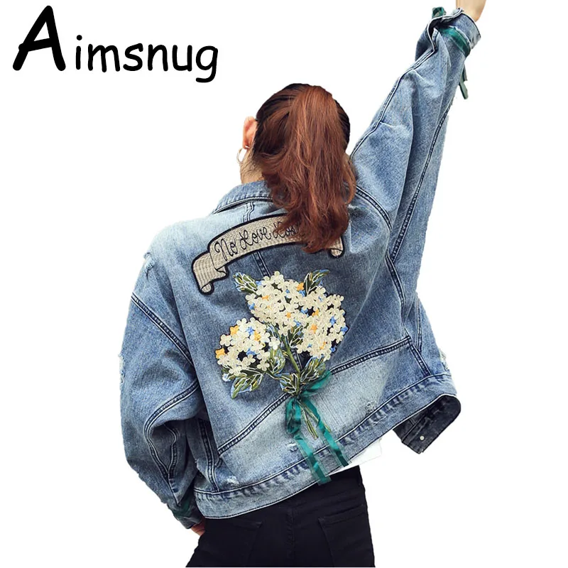 New Floral Embroid Denim Coats Women Tops Autumn Tassels Loose Denim Jean Jackets Ladies Basic Clothes Crop Top Femme Jackets