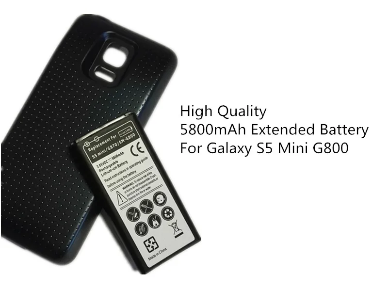 

S5 Mini Extended Battery Replacement For Samsung Mobile Phone Galaxy S5mini G800 G870 5800mAh EB-BG800BBE Battery + White Case
